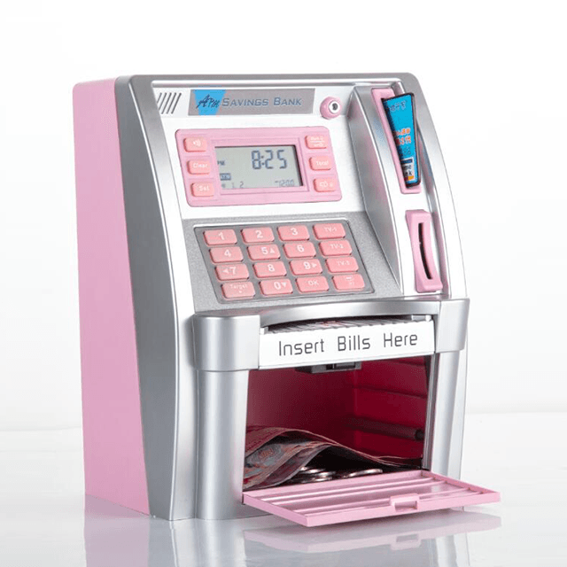 Hot Selling Plastic ATM Money Saving Piggy Bank for Coins And Banknotes As Children Christmas Gifts