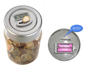 Digital Coin Bank Piggy Bank,Transparent Euro Money Box Counting Coin Jar for Promotional Gifts